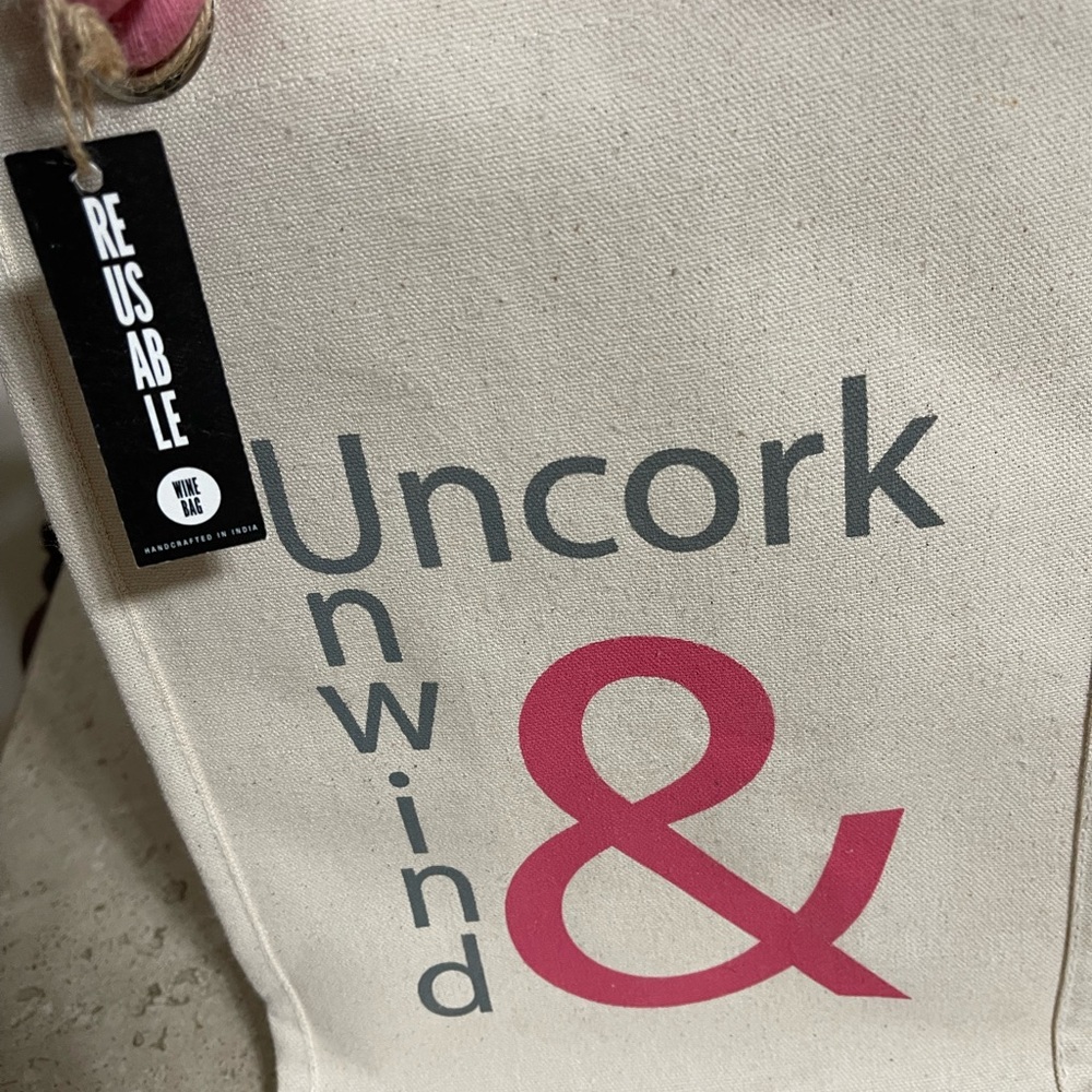 Reusable wine bag, handcrafted in India new with tag.